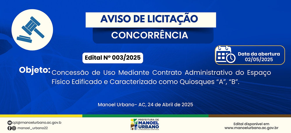 Aviso de Licitação - Concorrência N°003/2025